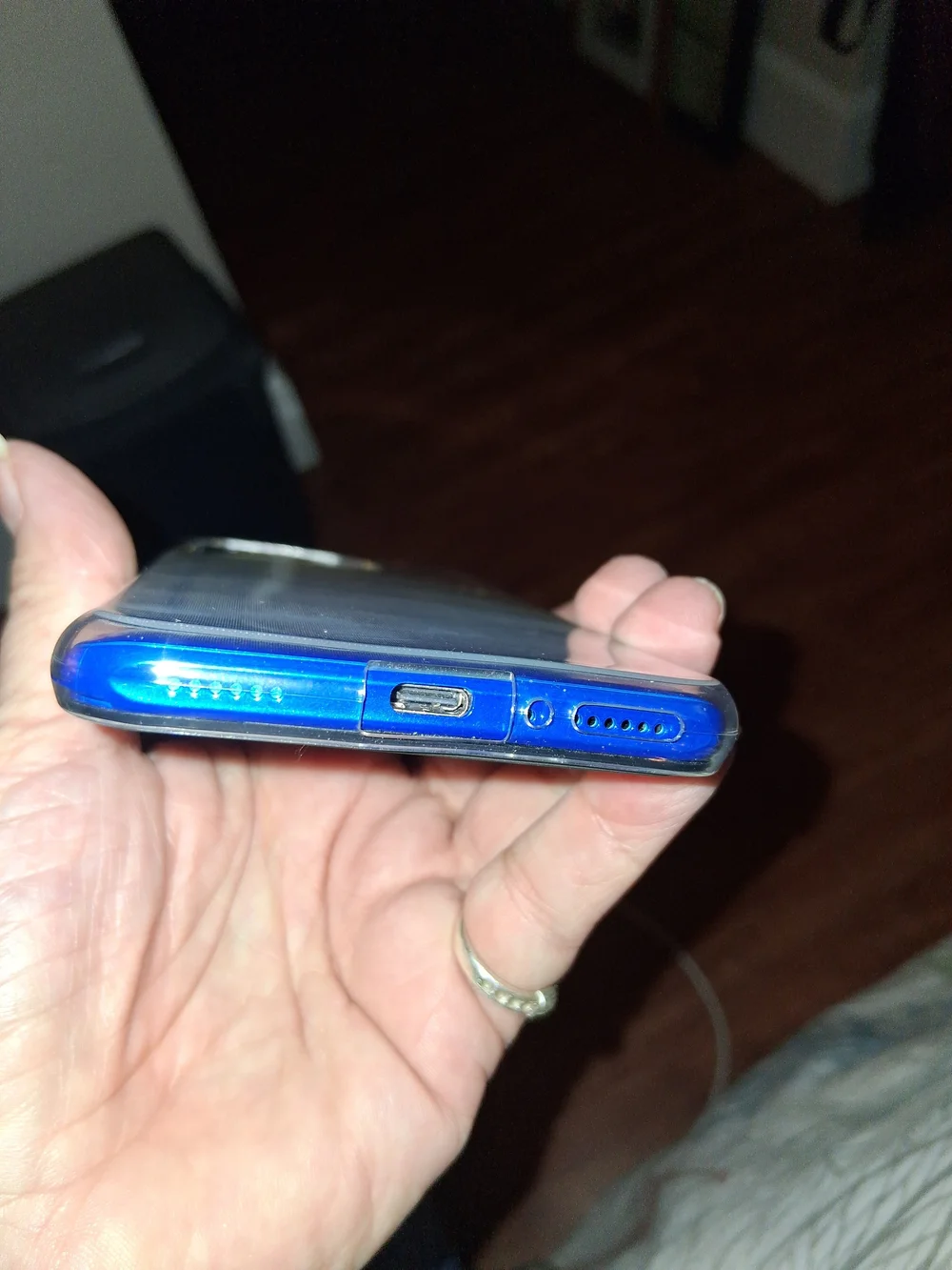 Smartphone with Clear Protective Case - Blue